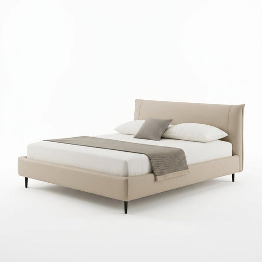 Ovalle Beige Leather Bed