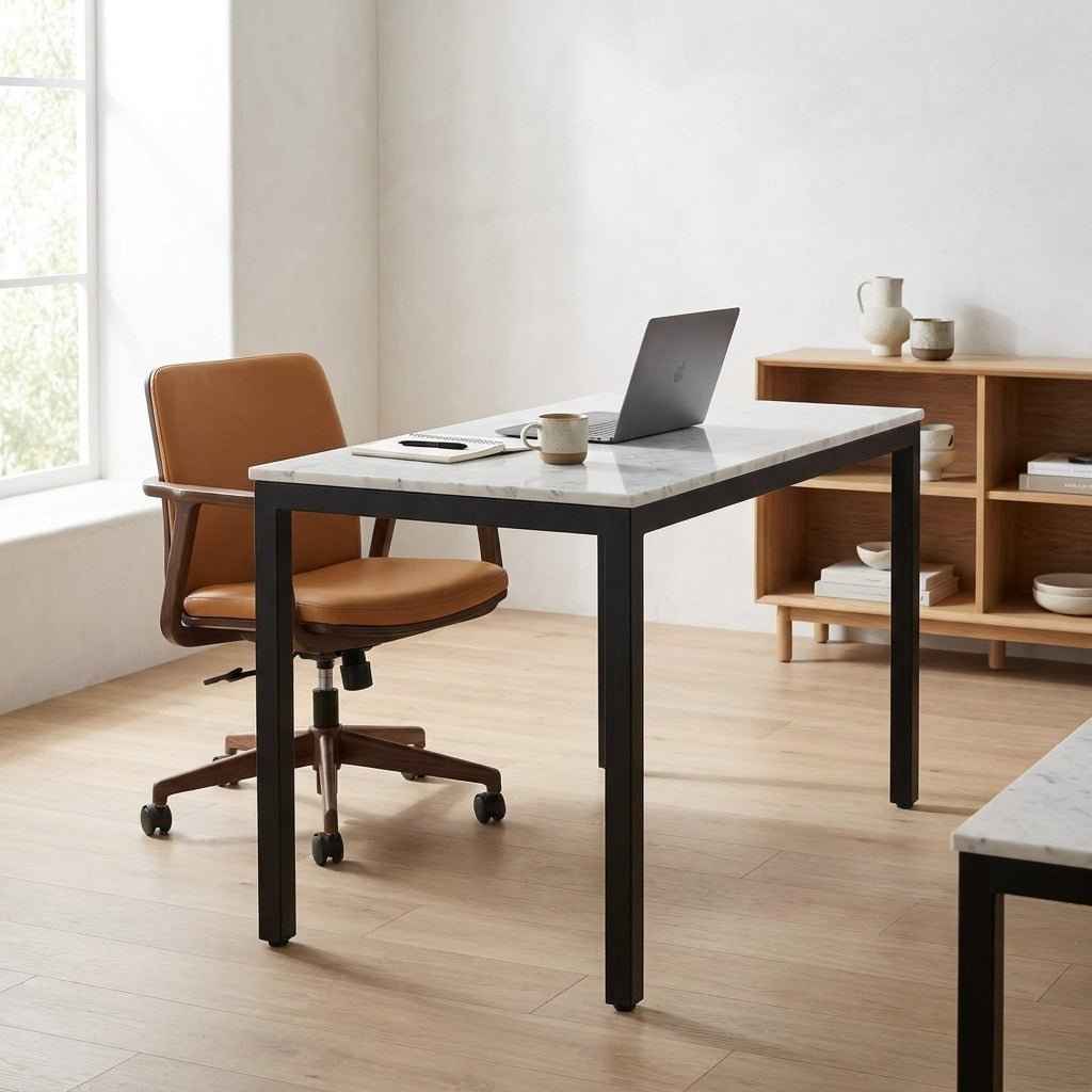 Pemberton Marble Mini Desk White