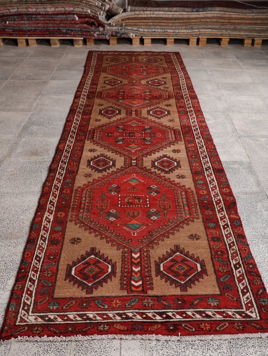 Persian Meshkin Runner Rug | 3' 6” x 13' 4"