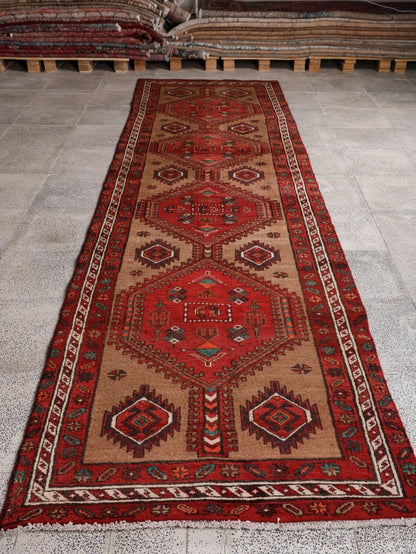 Persian Meshkin Runner Rug | 3' 6” x 13' 4"