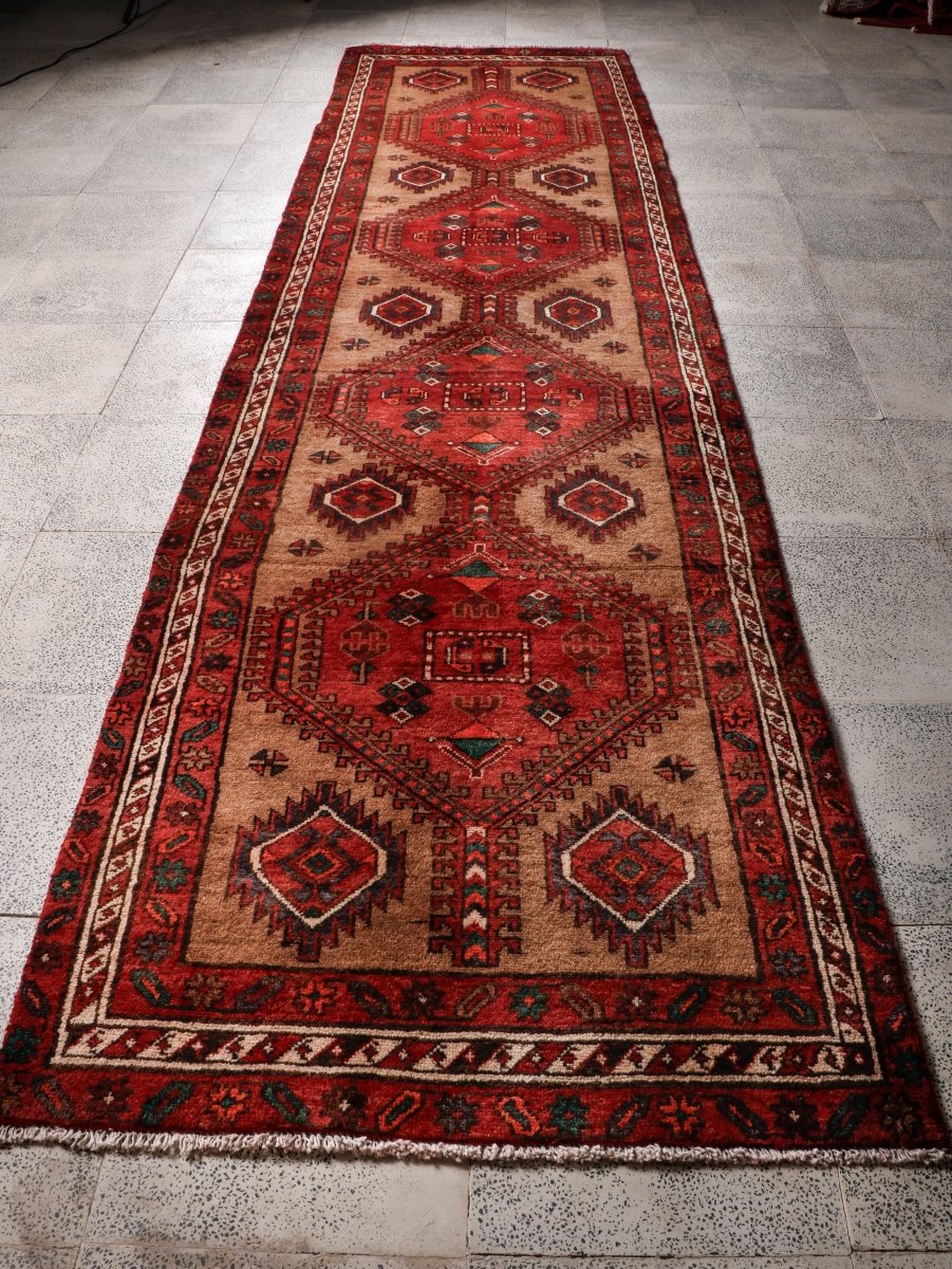 Persian Meshkin Runner Rug | 3' 6” x 13' 4"