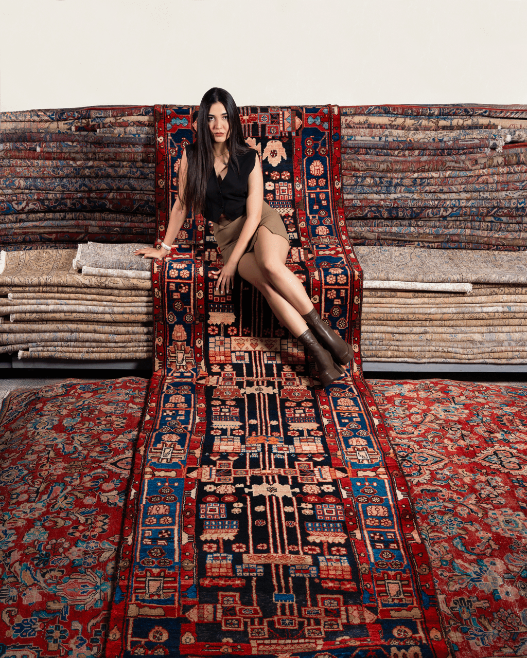 Persian Nahavand Runner Rug | 3' 8" x 16' 1"
