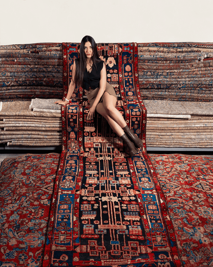 Persian Nahavand Runner Rug | 3' 8" x 16' 1"