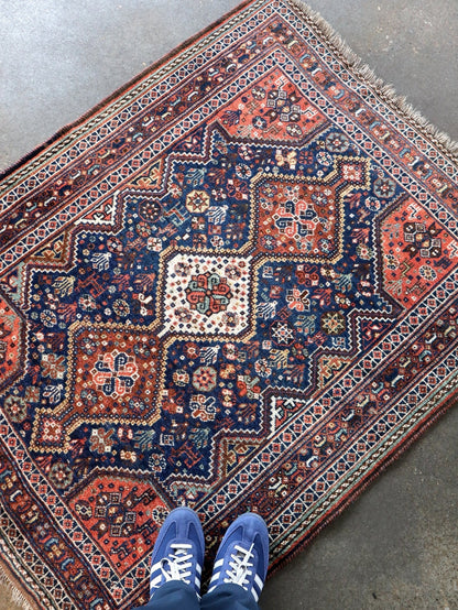 Persian Qashqai Rug | 4' x 5' 1"