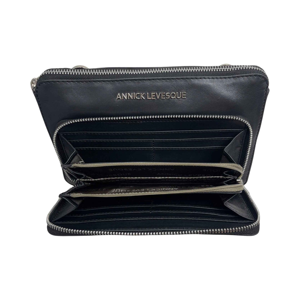 Petit sac à Bandoulière Portefeuille en Cuir Véritable noir, Carmen