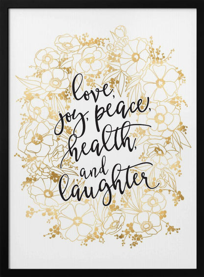 Wall art Holiday wishes with gold flowers Canvas Print
