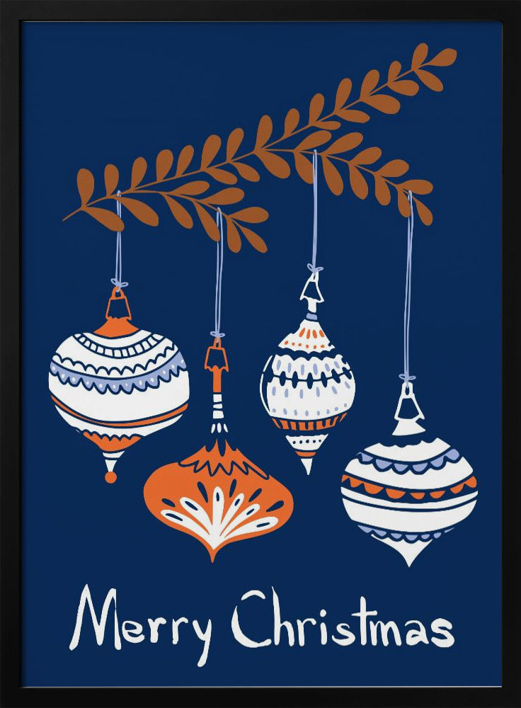 Wall art Cheerful little Christmas baubles blue Canvas Print
