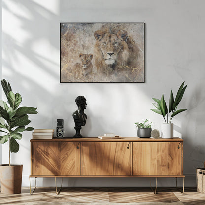 Wandbild Löwe Tier Vintage Kunst Illustration Wandkunst 08