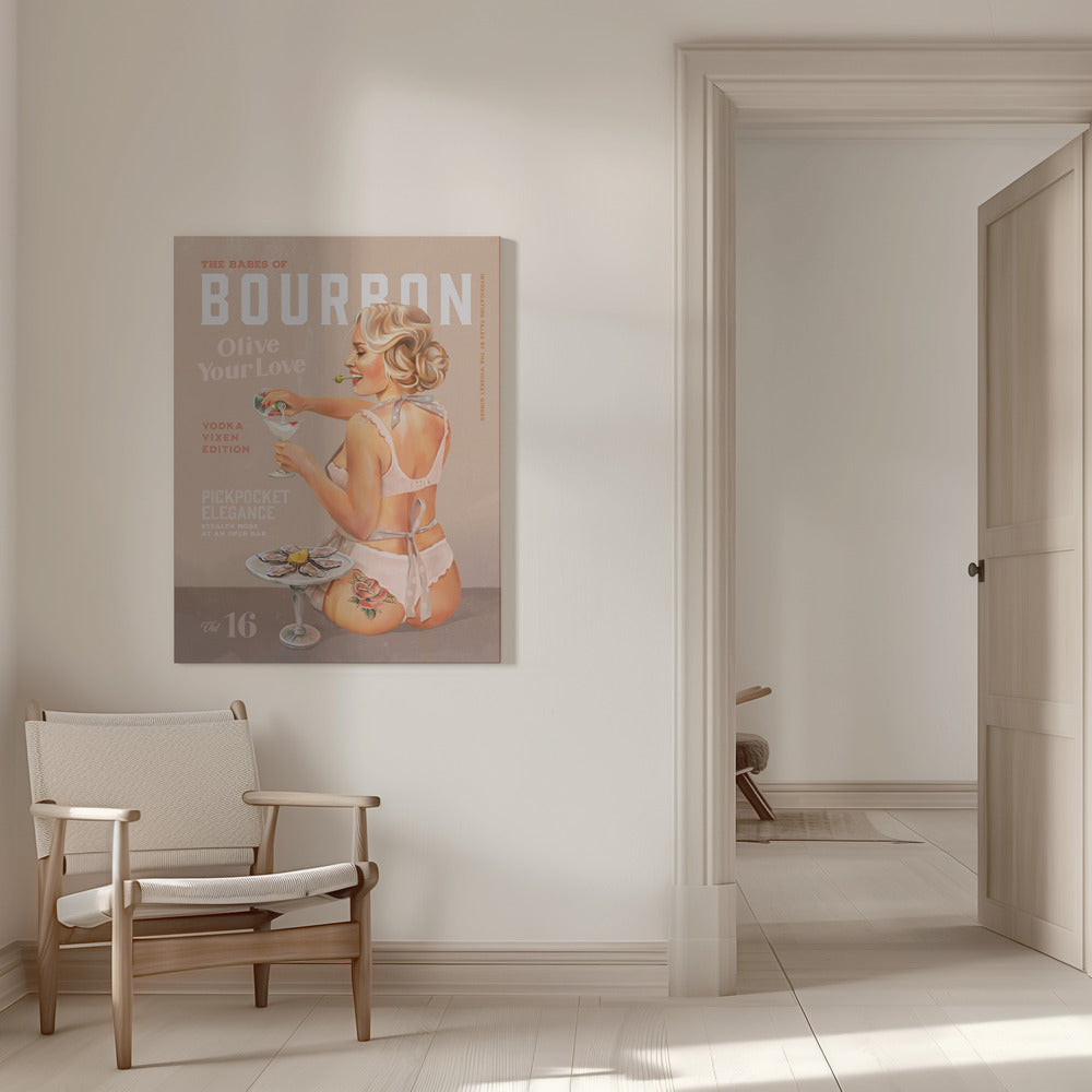 Wall art Babes of Bourbon Vol 16 Vintage Vodka Martini Pin Up Girl