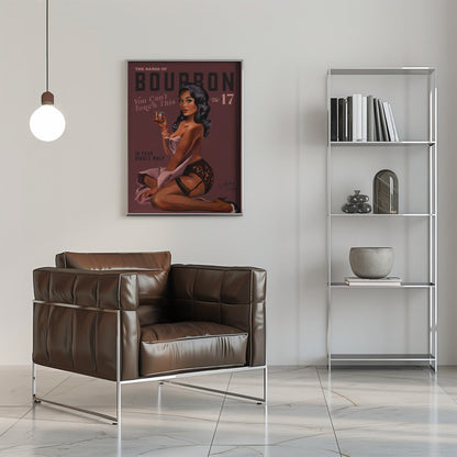 Wall art Babes of Bourbon Cant Touch This. Sexy Retro Pin Up Girl Whiskey Art