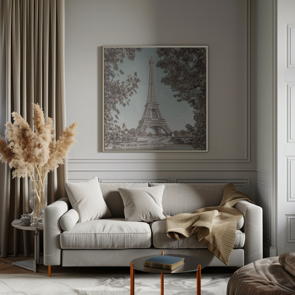 Wall art PARIS Eiffel Tower &amp; River Seine | urban vintage style