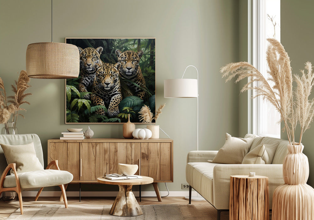 Wall art Three jaguars in the jungle