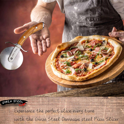 Ginza Steel MIA Pizzaschneider – Edelstahlklinge mit Olivenholzgriff