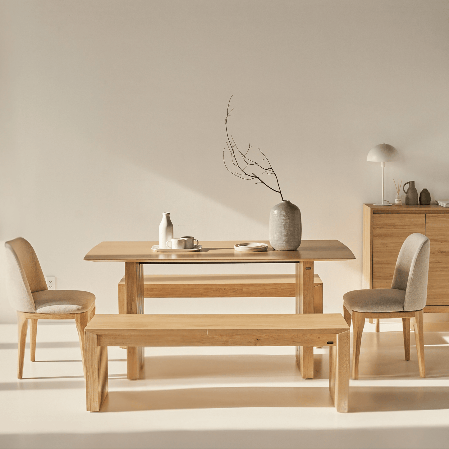 Plank Natural Rubberwood 6-8 Person Dining Set