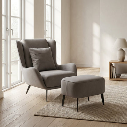 PM06 Premium Relaxsessel aus Rindsleder mit Ottoman