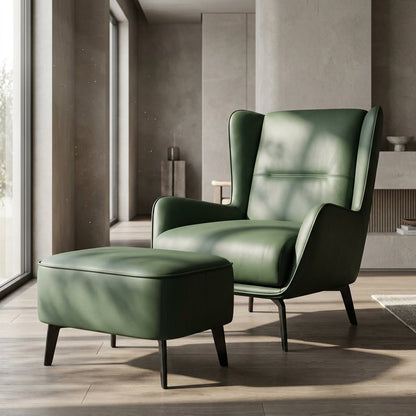 PM06 Premium Relaxsessel aus Rindsleder mit Ottoman