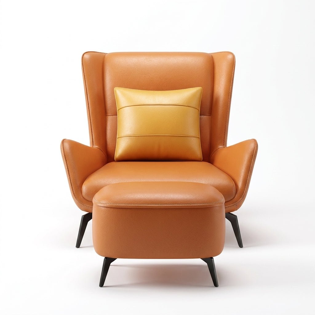 PM06 Premium Relaxsessel aus Rindsleder mit Ottoman