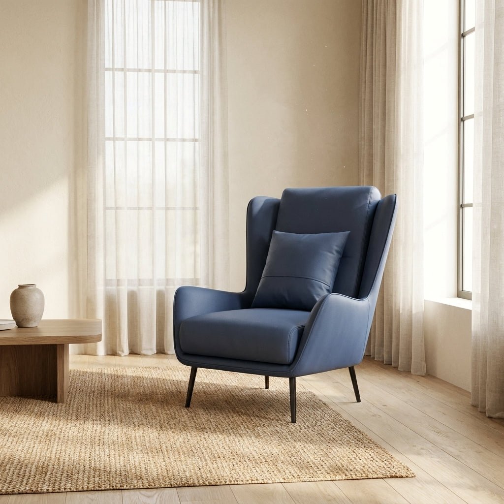 PM06 Premium Relaxsessel aus Rindsleder mit Ottoman