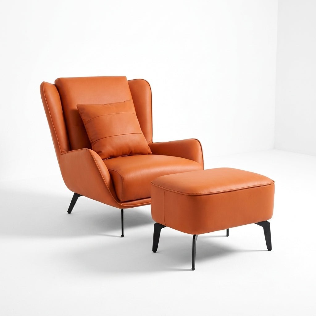 PM06 Premium Relaxsessel aus Rindsleder mit Ottoman