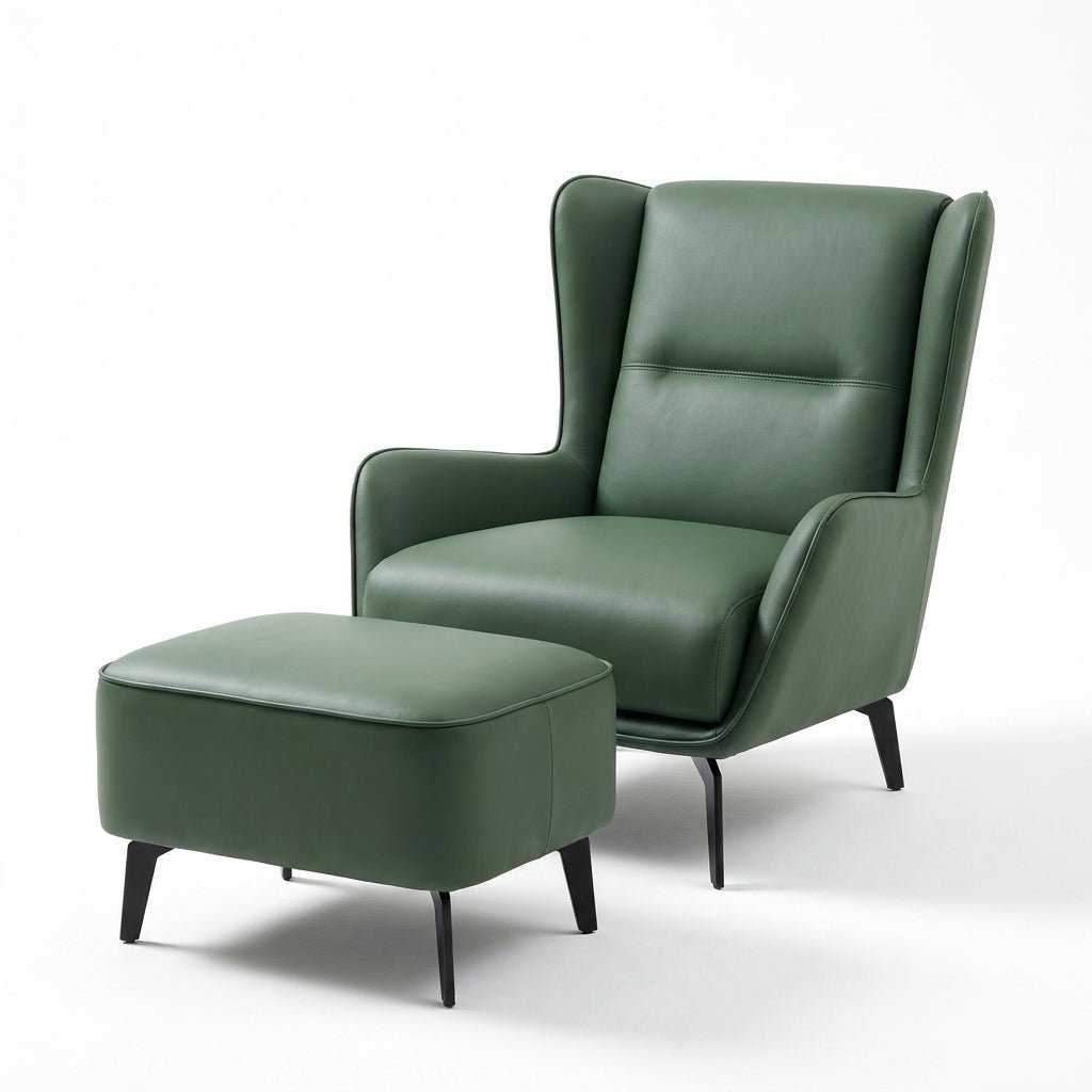 PM06 Premium Relaxsessel aus Rindsleder mit Ottoman