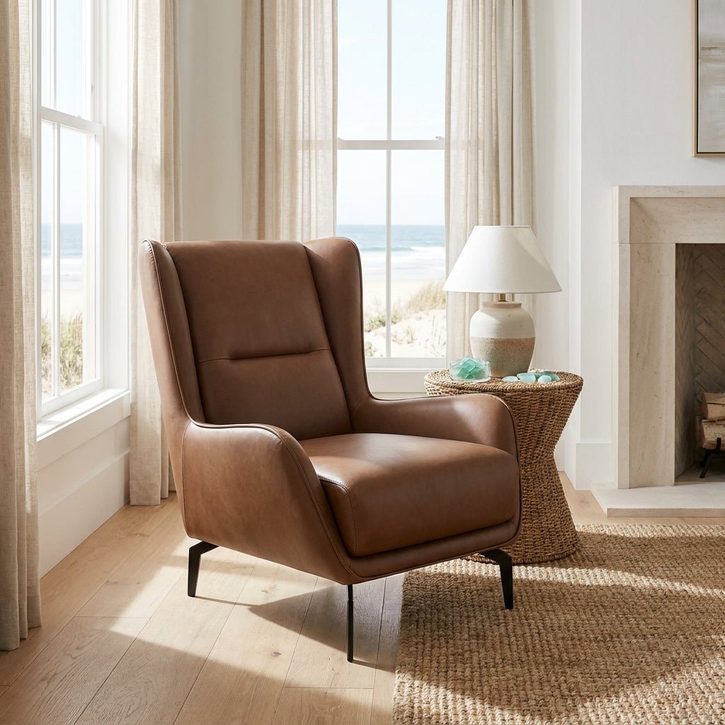 PM06 Premium Relaxsessel aus Rindsleder mit Ottoman