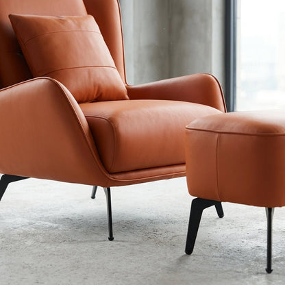 PM06 Premium Relaxsessel aus Rindsleder mit Ottoman