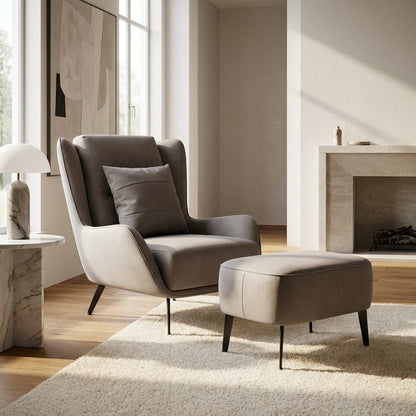 PM06 Premium Relaxsessel aus Rindsleder mit Ottoman