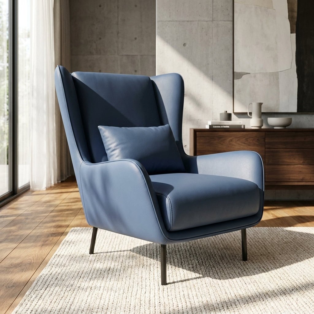 PM06 Premium Relaxsessel aus Rindsleder mit Ottoman