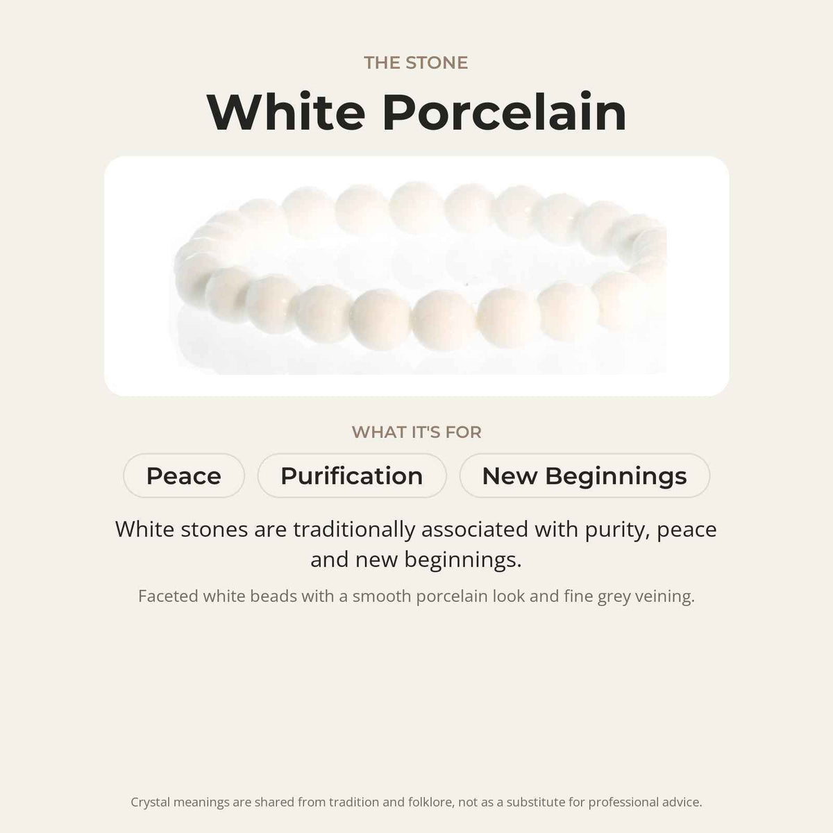 Porcelain White Faceted Round Bracelet - 8mm