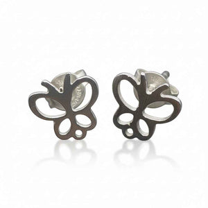 Open Butterfly Silver Plate Stud Earrings