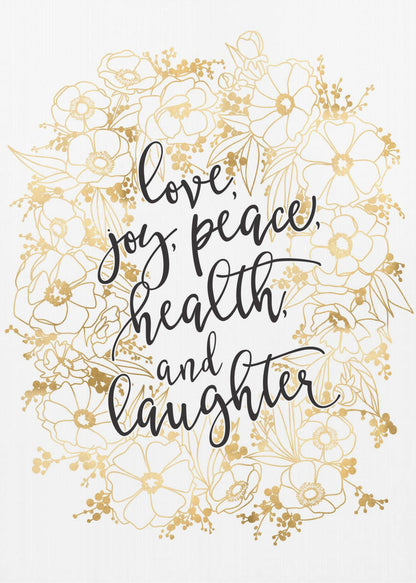 Wall art Holiday wishes with gold flowers Canvas Print
