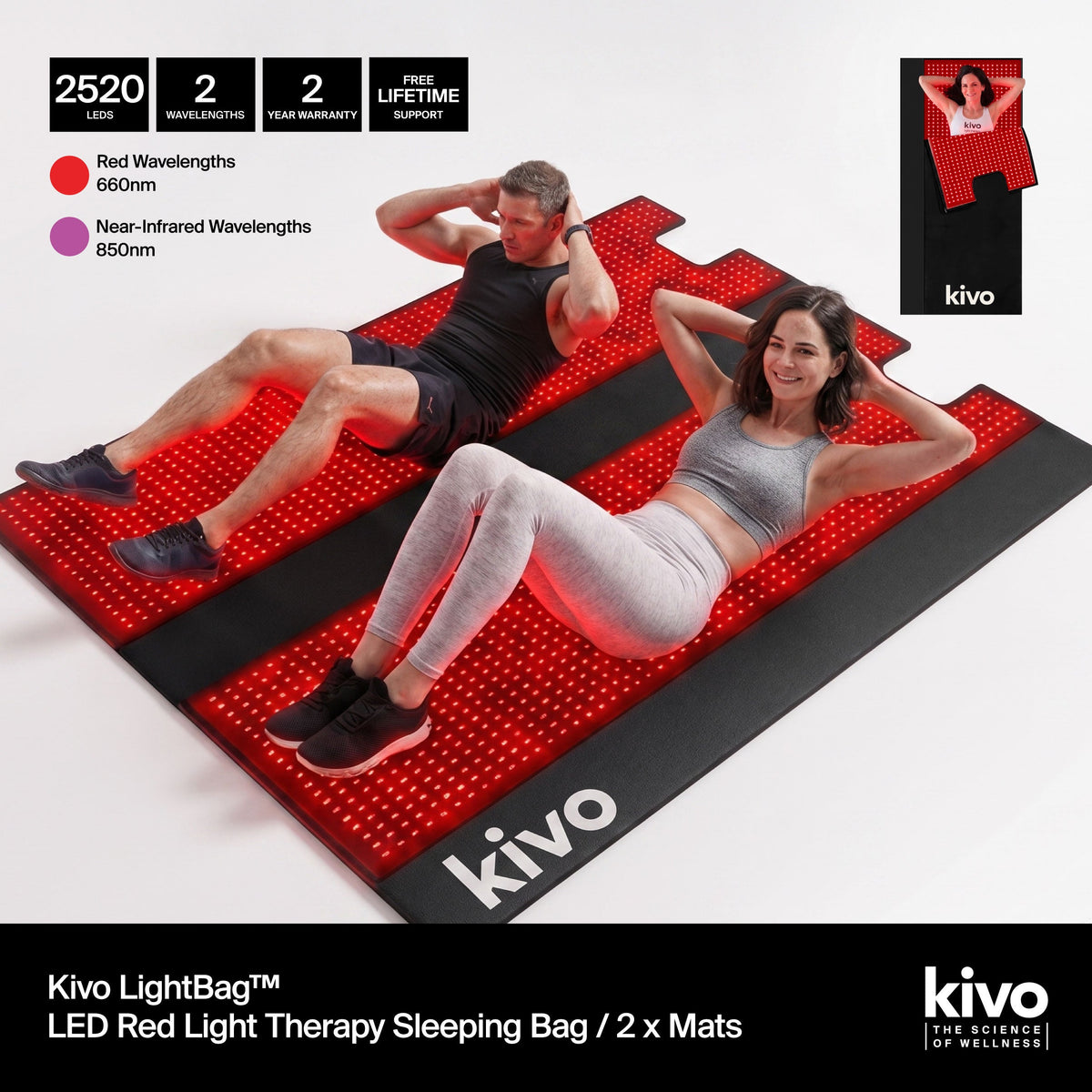Kivo LightBag™ - Red Light Sleeping Bag + 2 Mat System