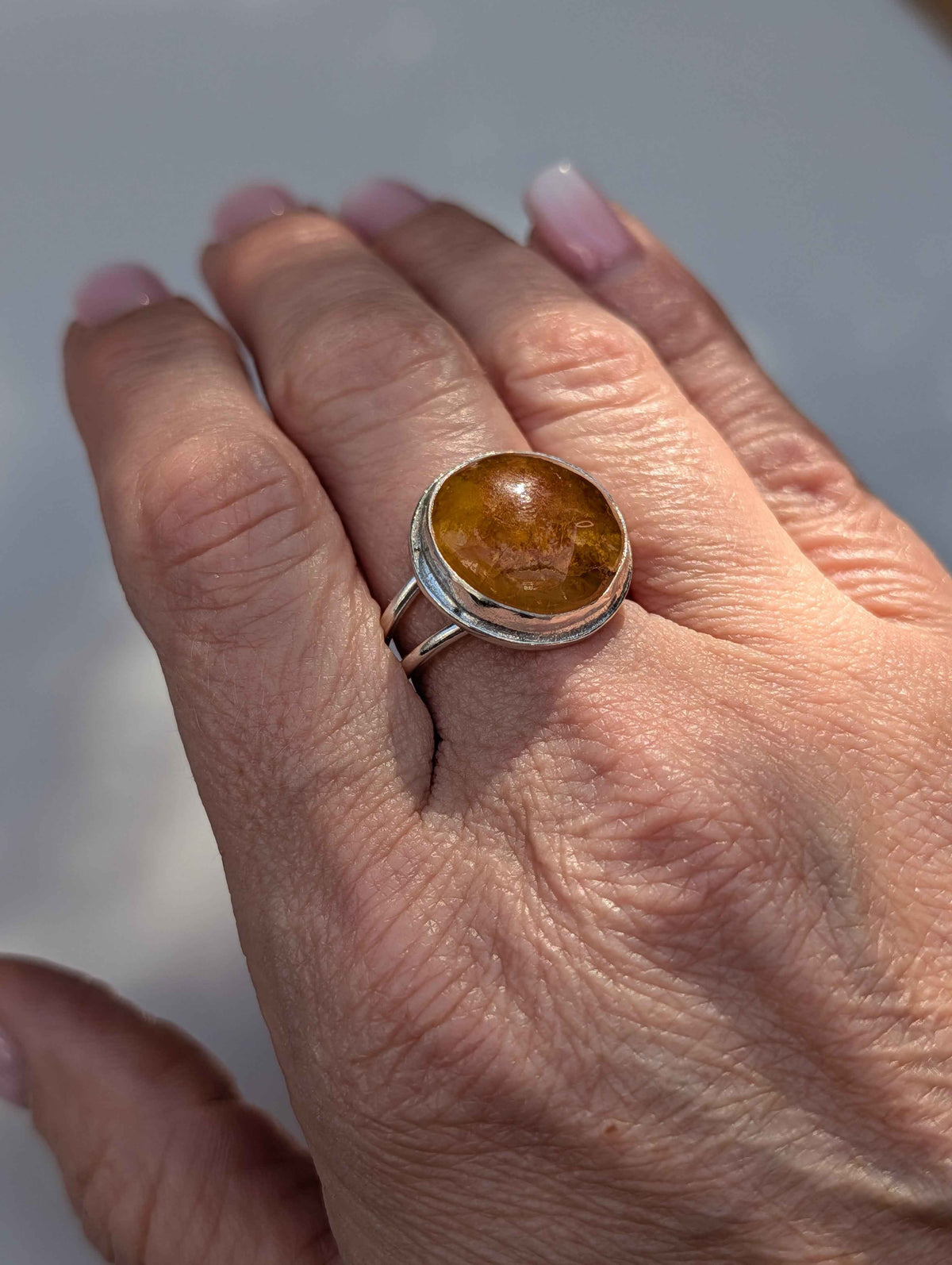 Forge Ring – Sterling Silver & Yellow Healer Amethyst sz 8