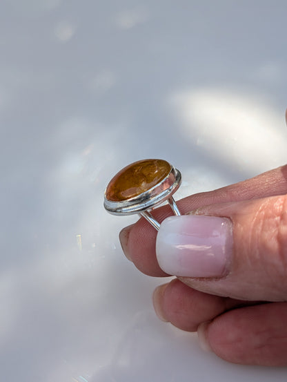 Forge — Yellow Healer Amethyst Ring in Sterling Silver, Size 8