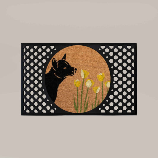 spring dog round doormat set