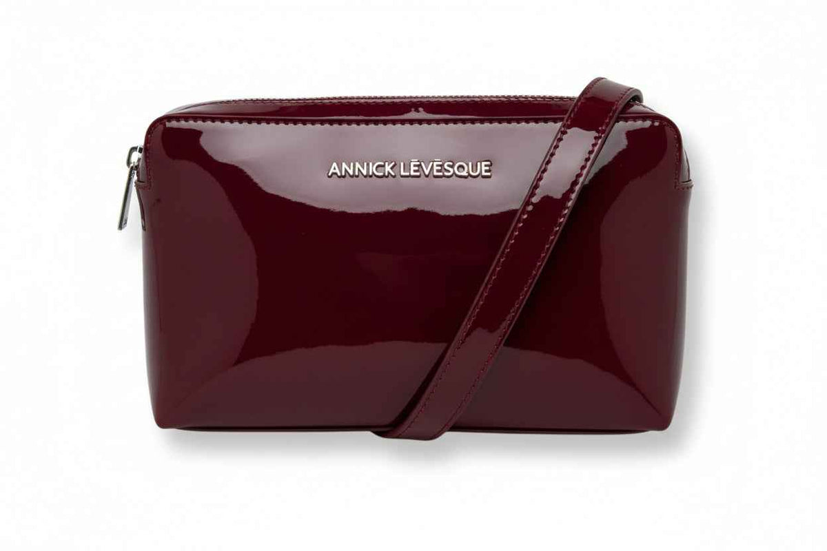 Petit sac bandoulière en Cuir Annie, rouge bordeaux foncé patin souple