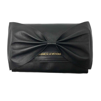 Sac à main en cuir véritable noir avec noeud papillon | Scarlett - PRÉCOMMANDE