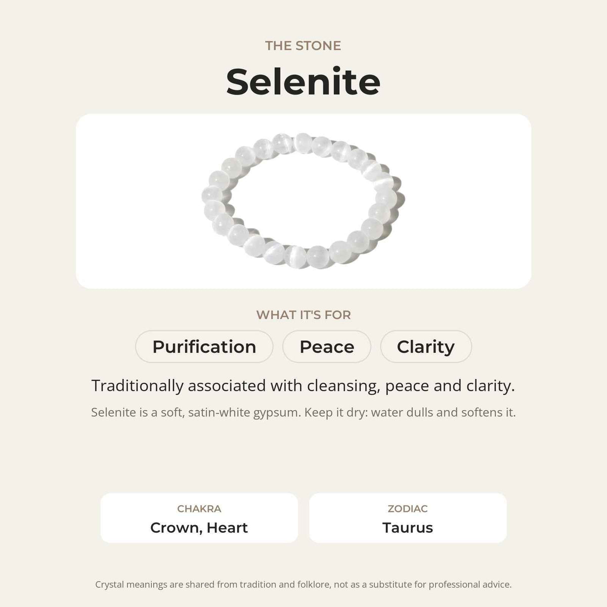 Selenite Round Bracelet - 8mm