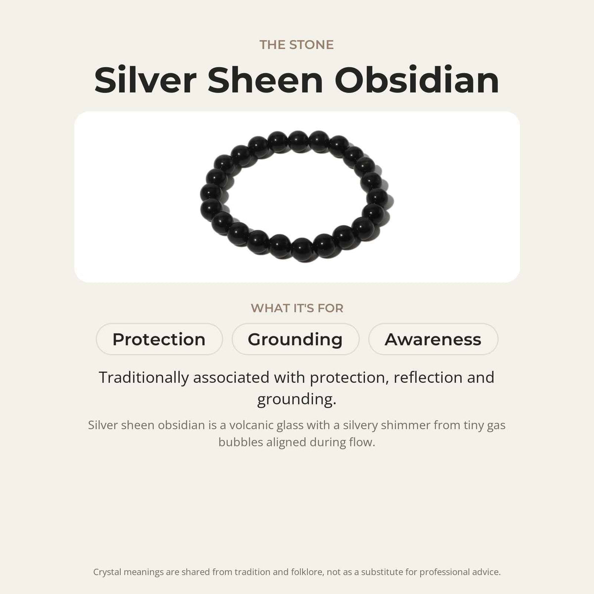 Silver Sheen Obsidian Round Bracelet - 8mm