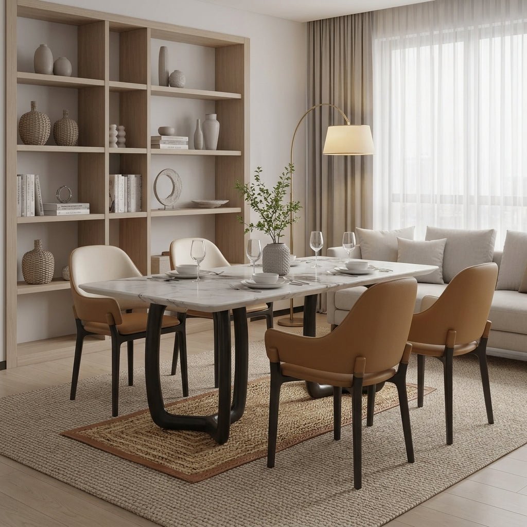 Smoky Black Ash Wood Dining Set with 4 or 6 Chairs
