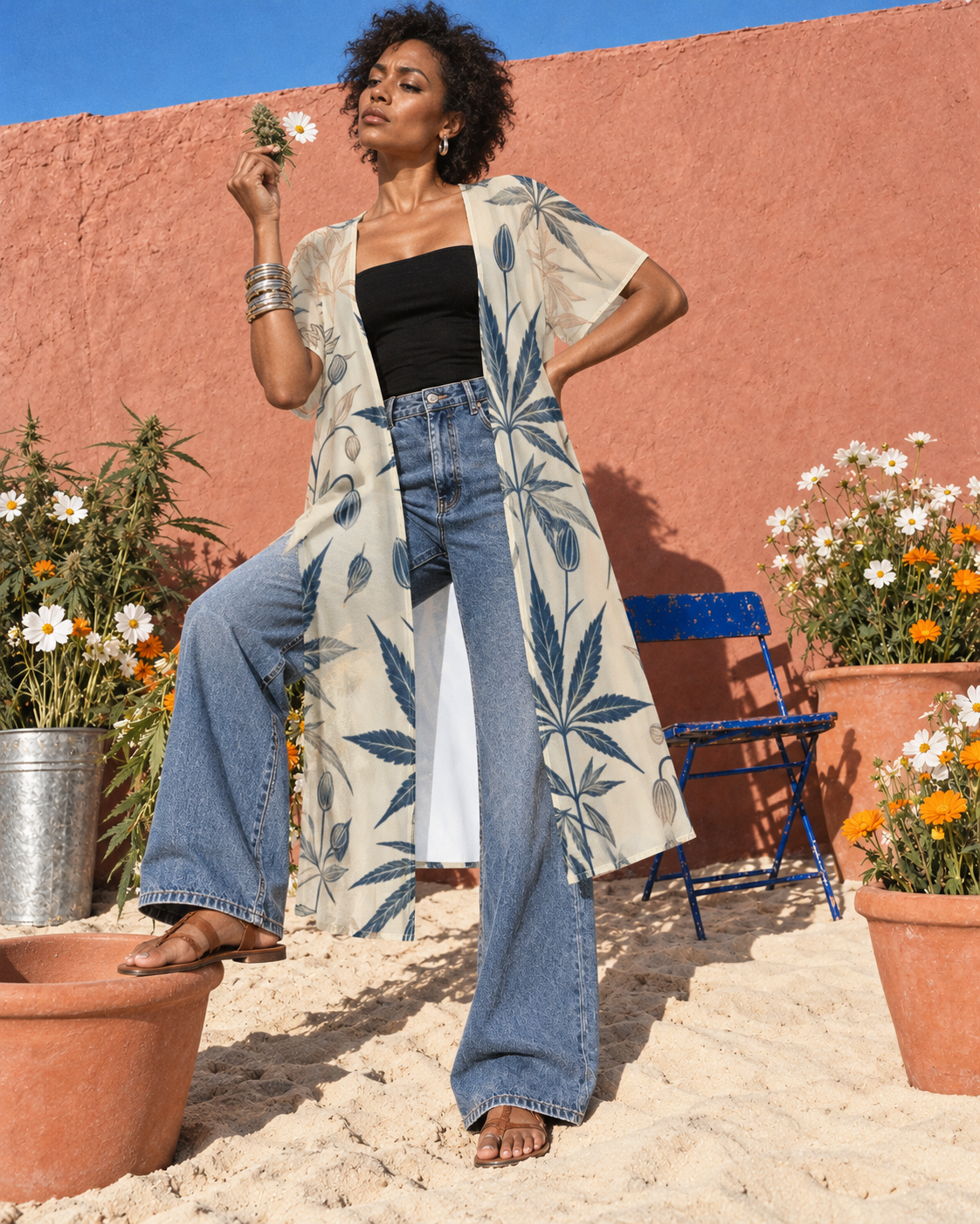 Soft Sativa Mesh Short-Sleeve Cardigan