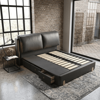 Sterling Luxury Upholstered Storage Bed with Hydraulic Lift and Side Drawers