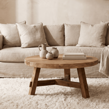 Runder Couchtisch aus Teakholz - Artisan Kollektion