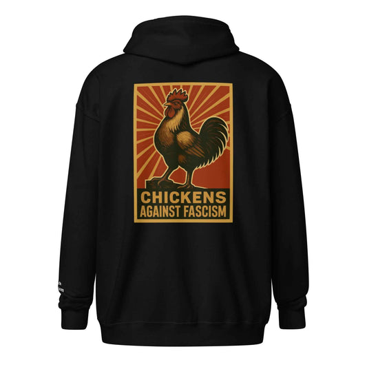 Retro Chickens Against Fascism Unisex heavy blend zip Bunny Hug (Hoodie)