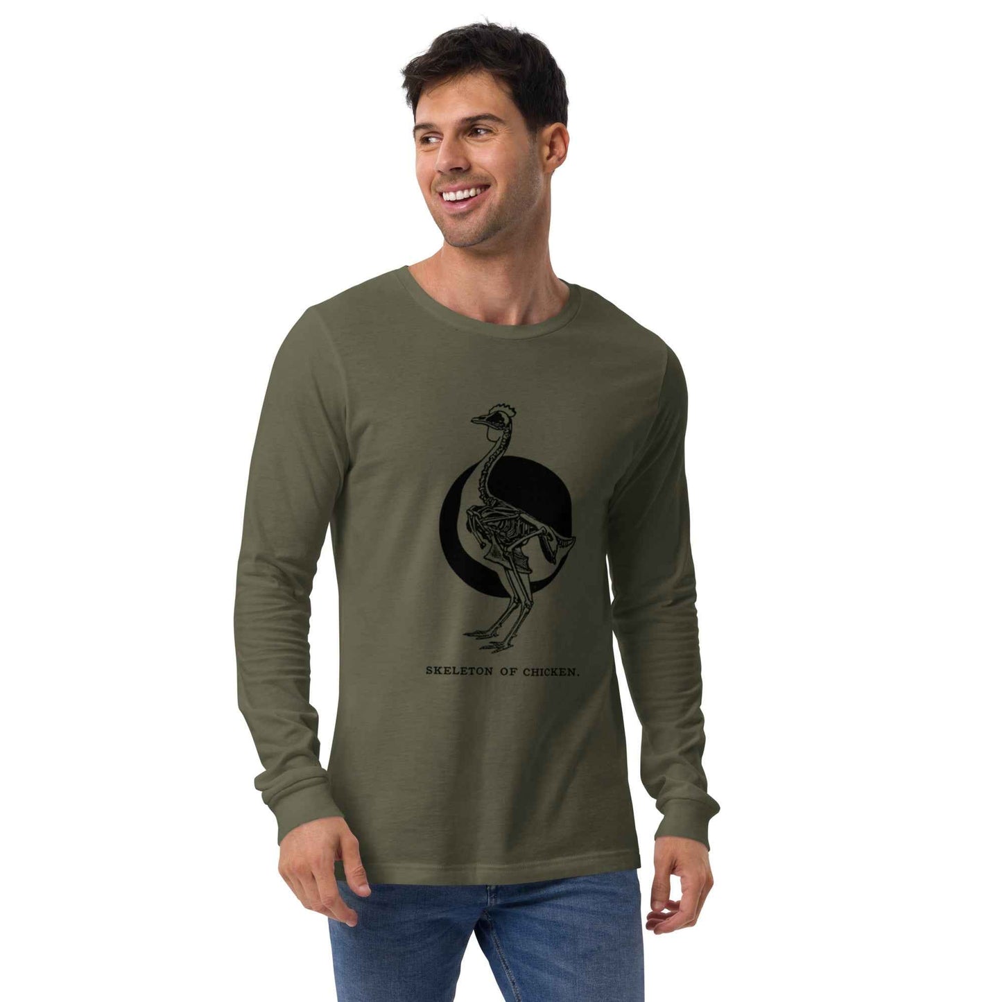 Retro Chicken Skeleton Unisex Long Sleeve Tee