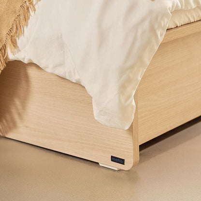 Vienna Wooden Bed with Storage Drawers & Integrated Power Outlets (Natural Wood)