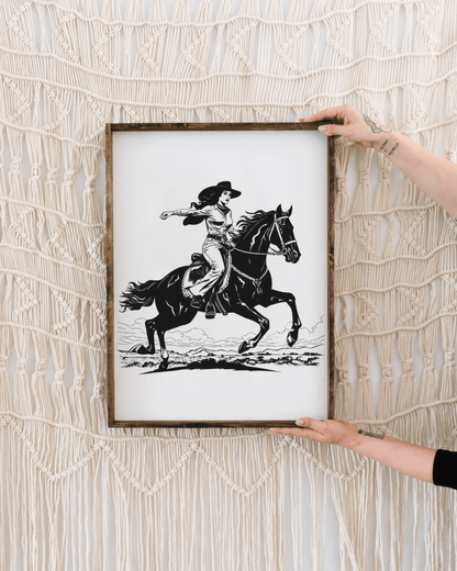 Vintage Cowgirl Wood Sign - AURABAGS SHOP