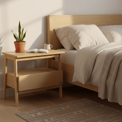 Vline 801 Natural Oak Wood Bedside Table