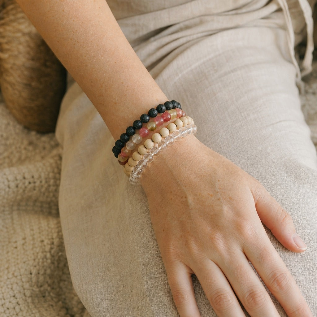 Watermelon Quartz Matte Round Bracelet - 8mm