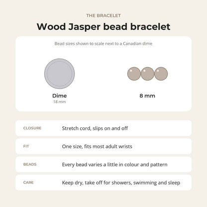 Wood Jasper Matte Round Bracelet - 8mm